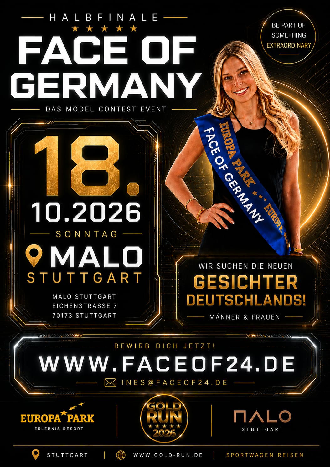 Face of Germany – Halbfinale, 18.10.2026, MALO Stuttgart – jetzt bewerben