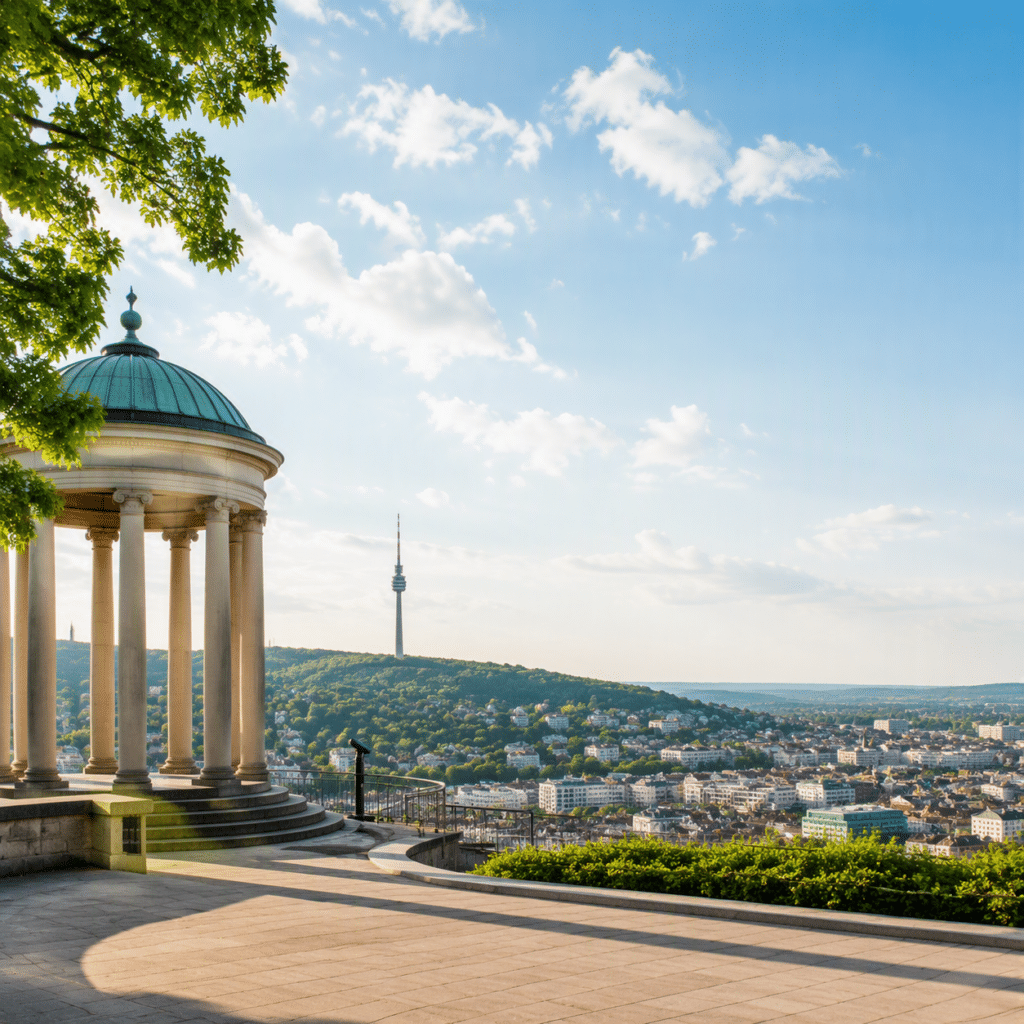 Pavillon mit Blick &uuml;ber Stuttgart und den Fernsehturm